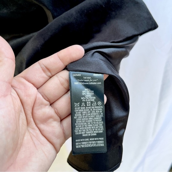 TED BAKER | CELEENA QUEEN BEE RUFFLE MINI DRESS FIT & FLARE BLACK SIZE 2 - Picture 9 of 10